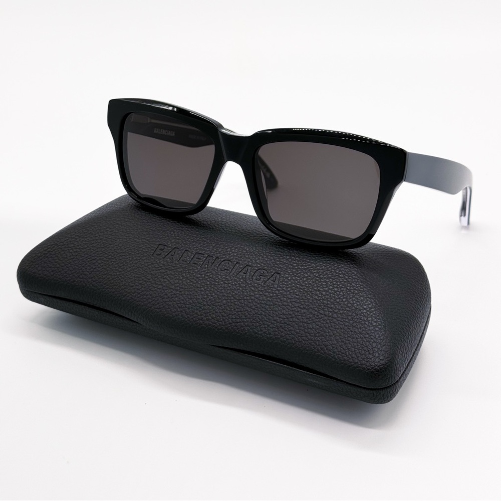 NEW BALENCIAGA BB0346S 001 SQUARE BLACK GREY UNISEX SUNGLASSES BALENCIAGA